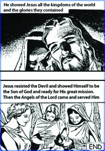 Jesus tempted int he desert comic